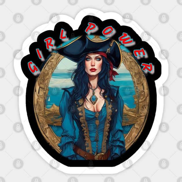 Girl power, blue eyed pirate lady Sticker by sailorsam1805